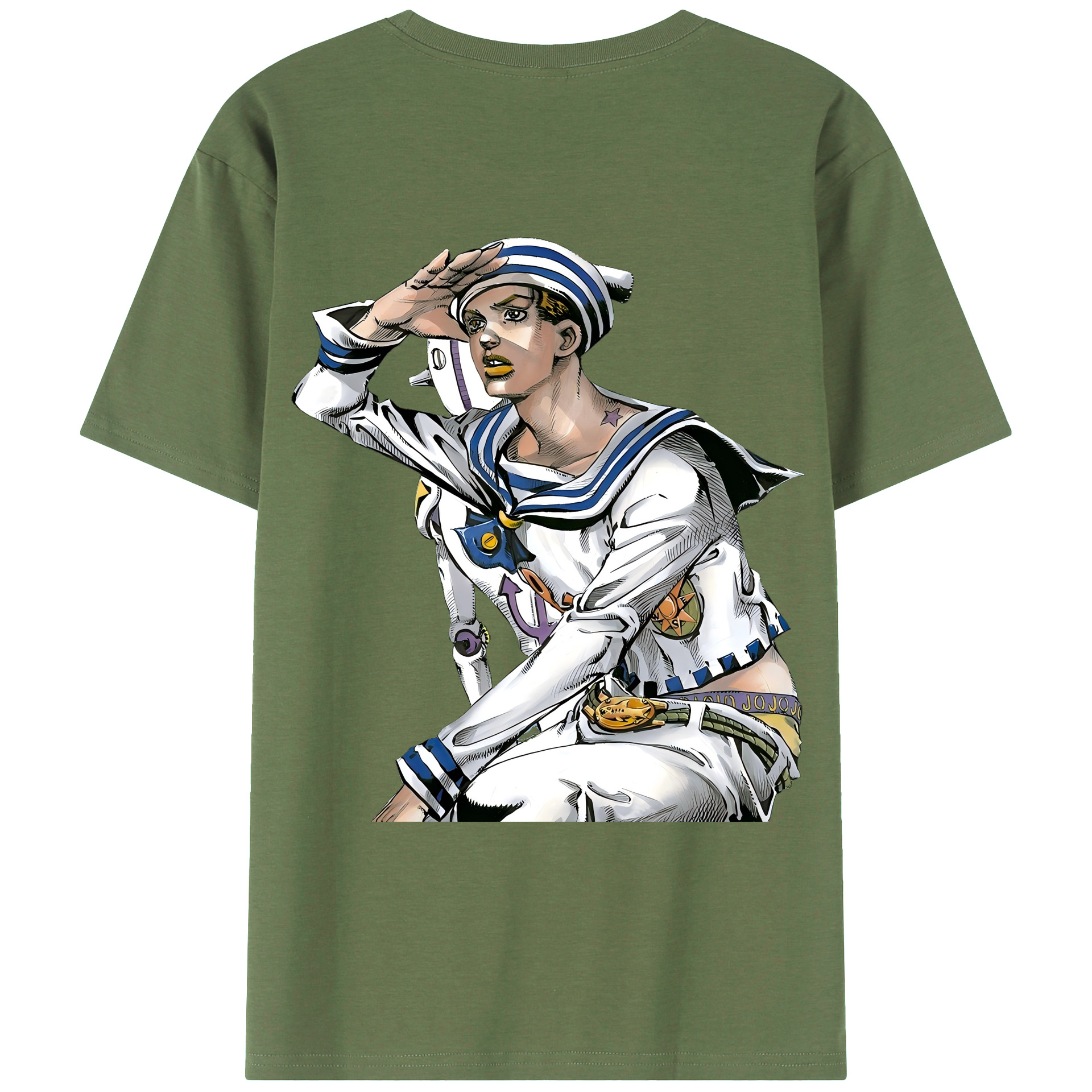 （画像用） ジョジョの奇妙な冒険 東方定助 JoJo's Bizarre Adventure Higashikata Josuke 綿100％ メンズ半袖Tシャツ（バックプリント） 通気性
